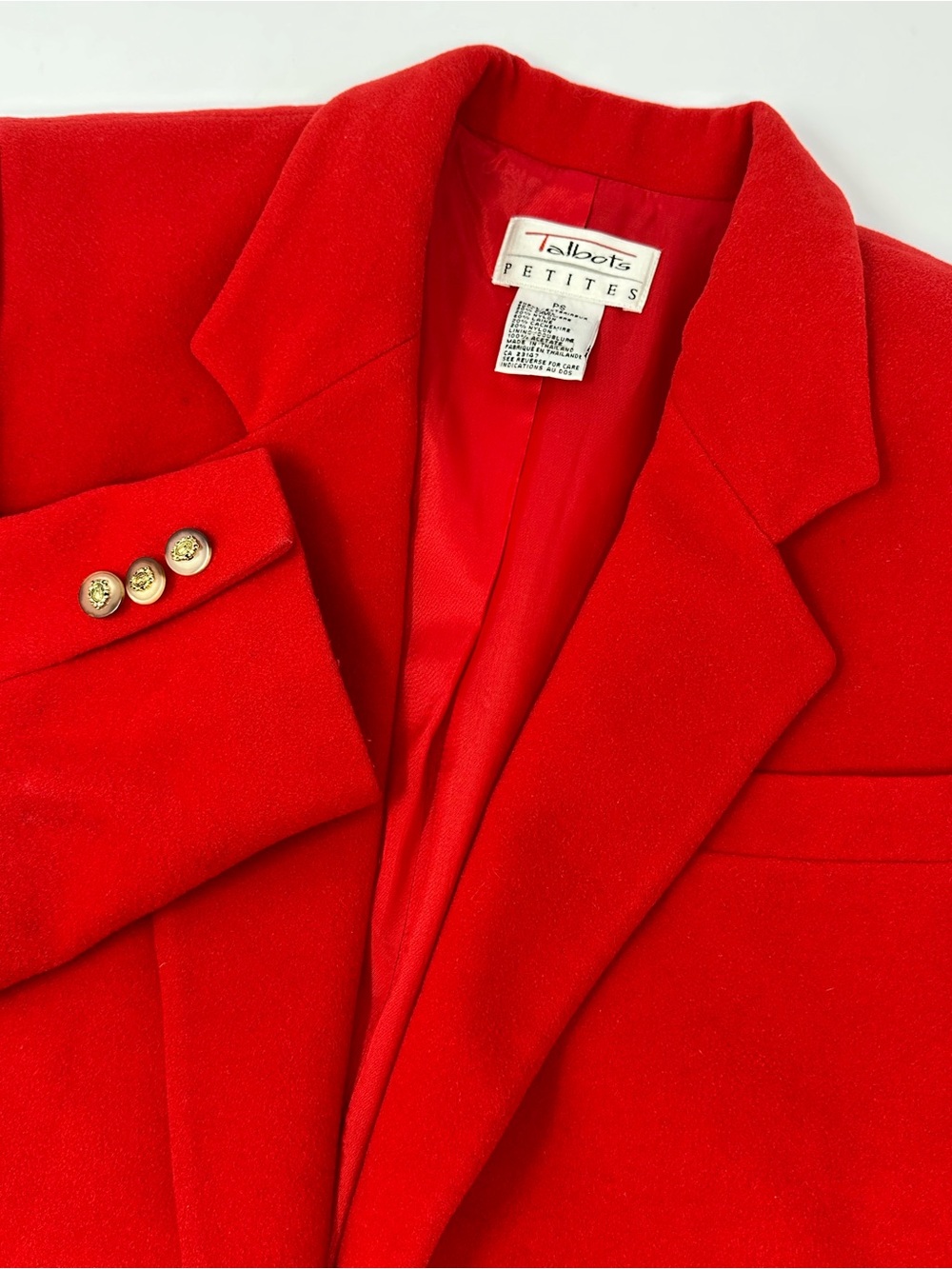 Talbots Petite Women's Small Red One Button Blazer Jacket Wool/Cashmere Blend A6